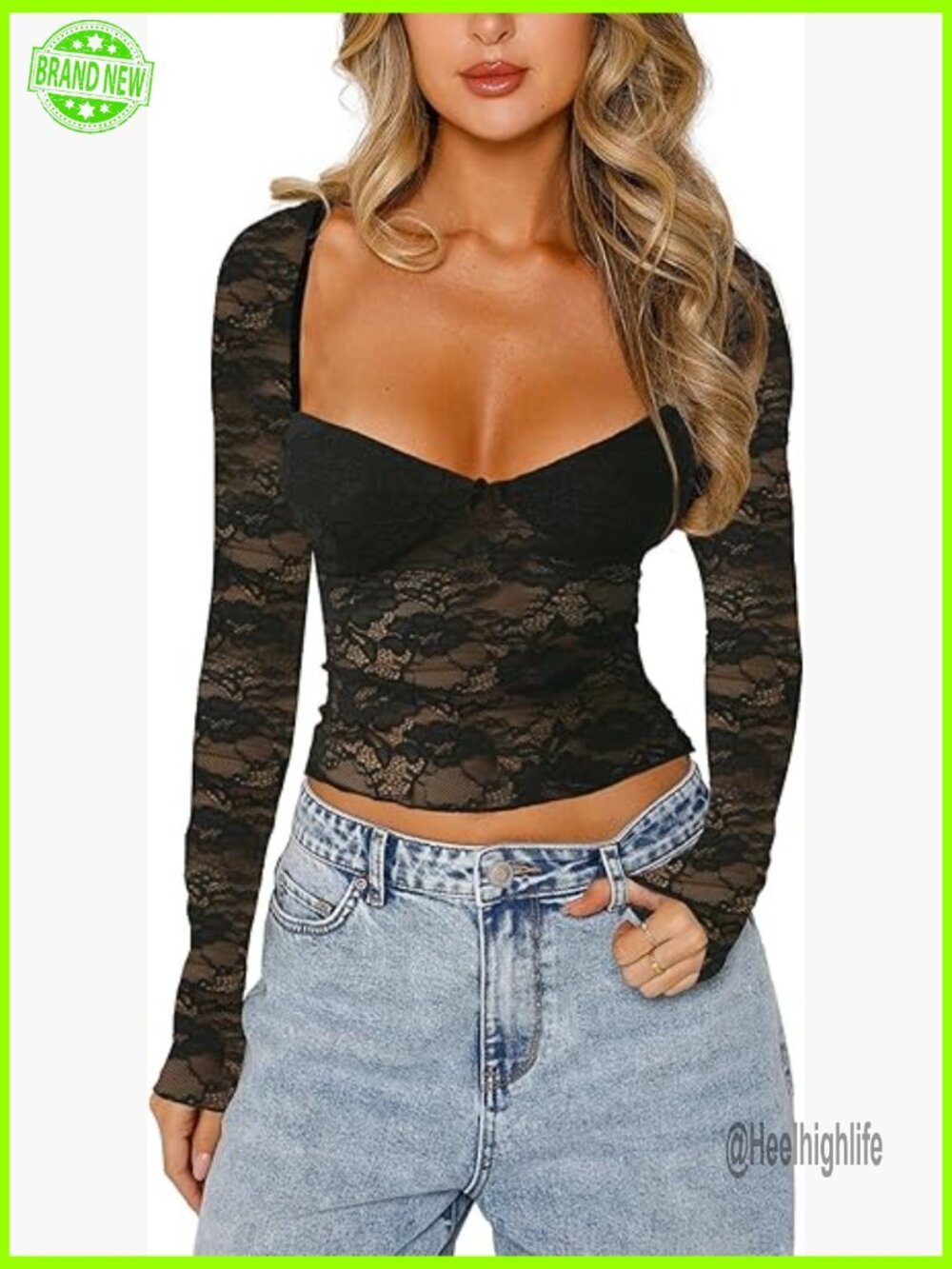 Y2K Lace Long Sleeve Crop Top Tee Shirt